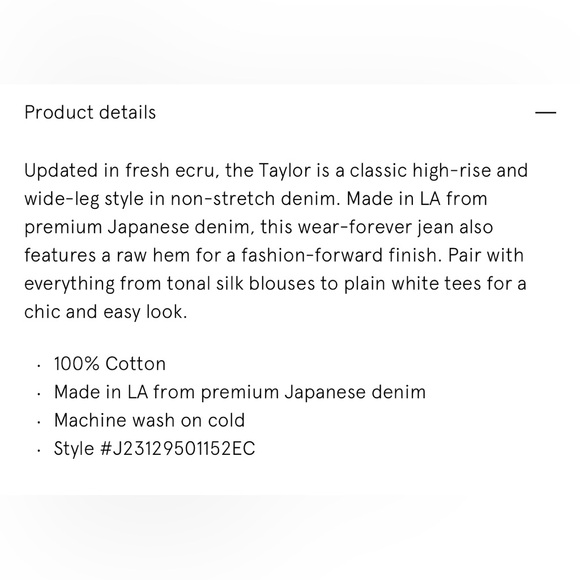 NWT Veronica Beard Taylor High Rise Wide Leg Jeans in Ecru Size 29 - Picture 10 of 14